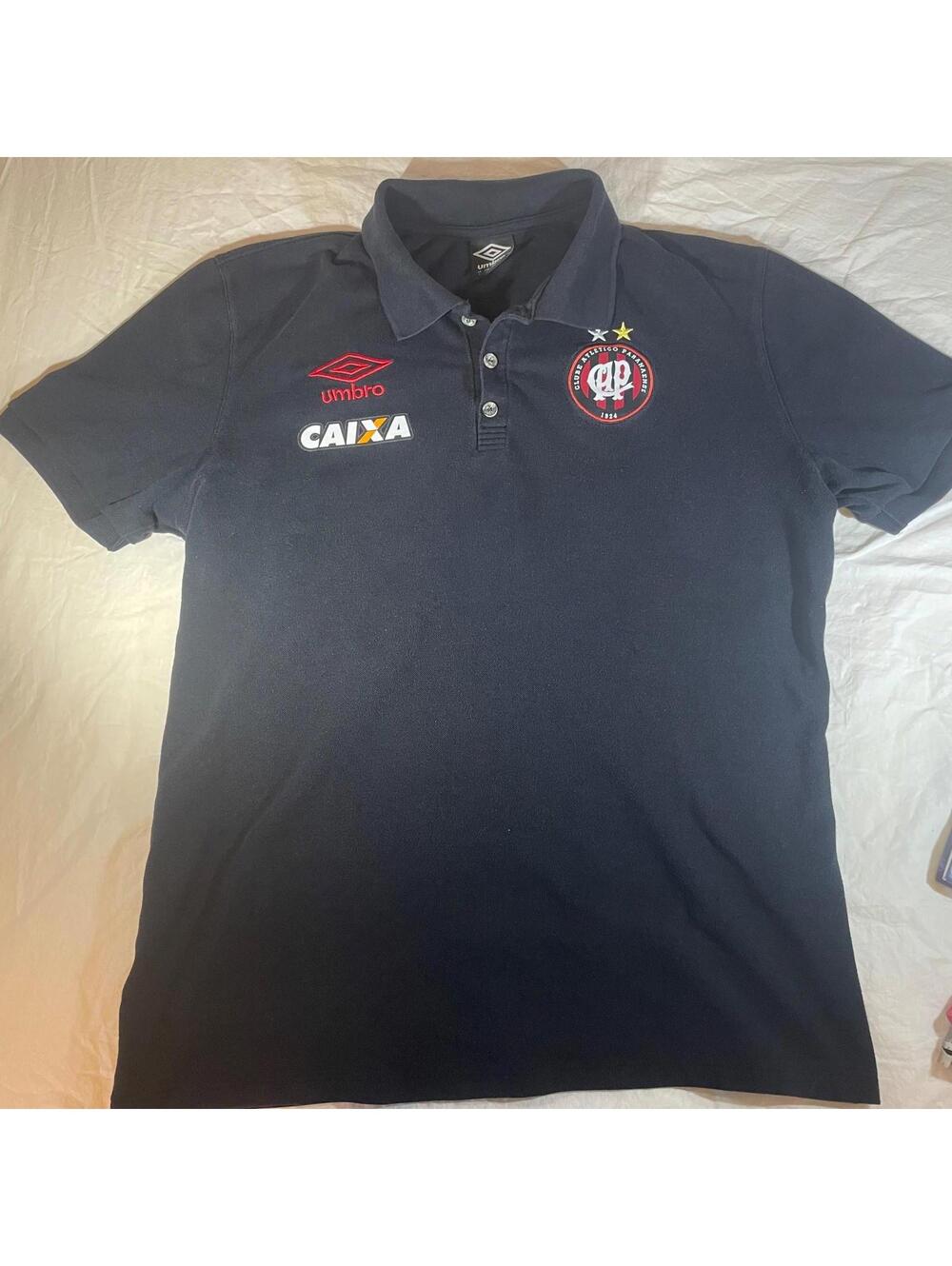 Athletico Paranaense Brazil Black Red Polo jersey Shirt UMBRO Embroidered Logo L